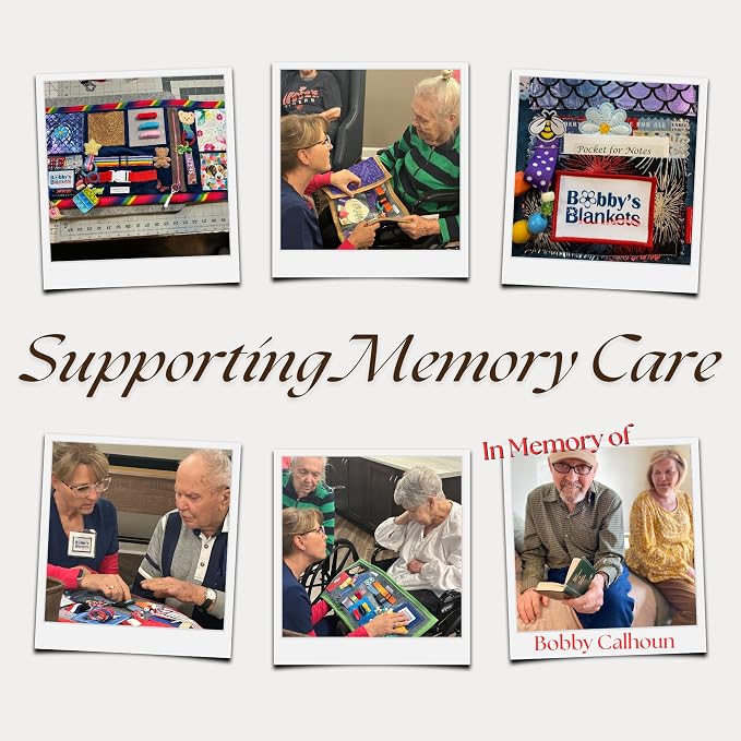 Bobby’s Blankets Premium Sensor Fidget for Alzheimer’s, Dementia, Autism, Asperger’s, Anxiety; Calming Comfort with 20+ Fidget and Texture Elements; 12”x24”