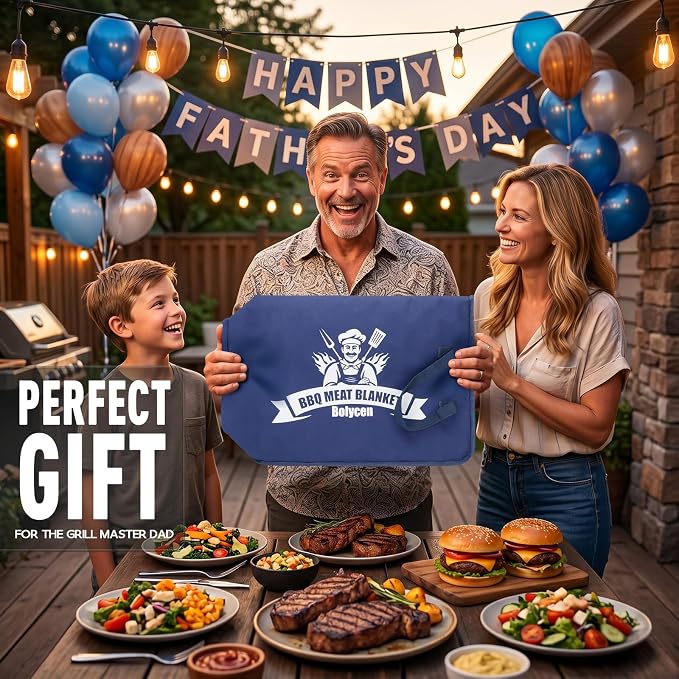 Upgraded BBQ Blanket for Resting Meat -Smoker Accessories Insulated Meat Resting Bag with Wide Mouth for Brisket/Steak/Pork Shoulder/Turkey - BBQ Accessories Grilling Gifts for Men (Blue, 21inch)