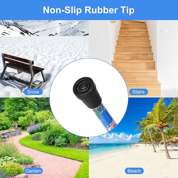 supregear Folding Cane, 5-Level Adjustable Height Walking Stick Lightweight Collapsible Portable Travel Cane with Wrist Strap and T Handle for Elderly Disabled Men Women