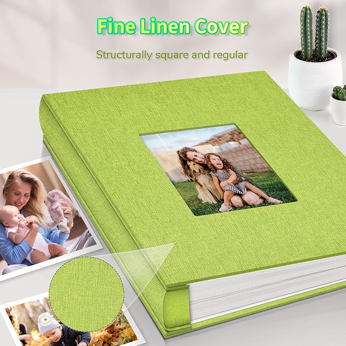 Artfeel Photo Album 4x6 with 600 Pockets,Slip-in Picture Albums,Linen Cover Memory Book with Front Window,White Page Vertical Photo Book for Wedding,Family,Anniversare,Baby,Vacation