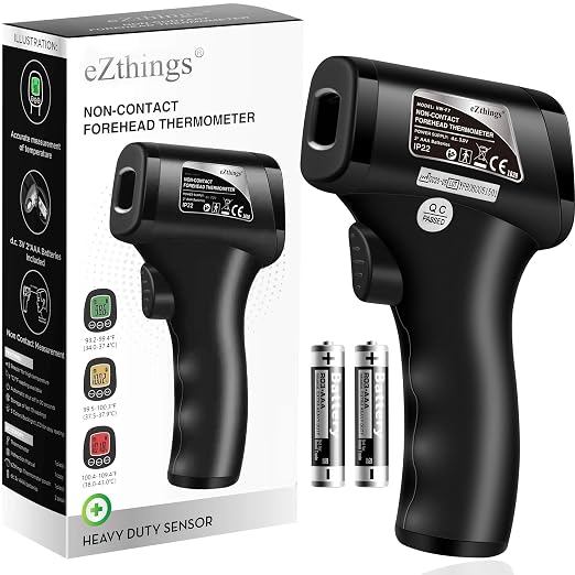 REED Non-Contact Medical Screening Forehead Thermometer for Physician Offices and Hospitals (Black Heavy Duty Thermometer)