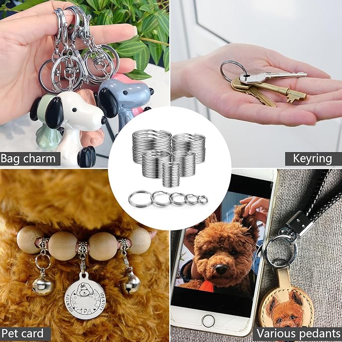 YHYZ Split Key ring Assorted, 5 Sizes (1/2 inch, 3/4 inch,1 inch, 1.25 inch, 1.38 inch), for Dog Pet Collar DIY Tag Jewelry