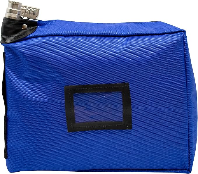 Large Combination Locking Medicine Bag, Royal Blue | Includes Pill Box, Removable Clear Bags, Prescription Bottle Organizer, Travel Carry Case, Combination Lock