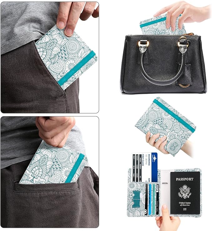 WALNEW Passport Holder for Travel, RFID Passport Wallet, Travel Essentials | PU Leather Passport Cover Case with Pen Holder, Travel Must Haves Accessories, Passport Book Holder for Women Men