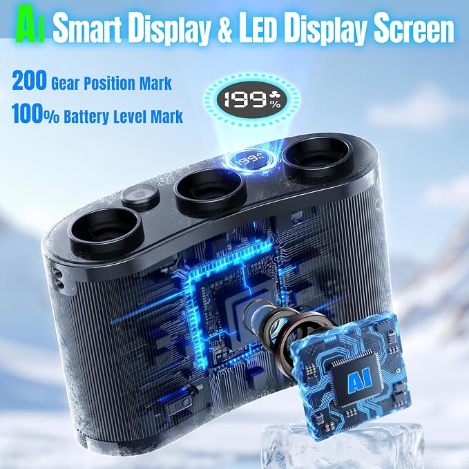 2026 25000MAh AI Portable Waist Fan, 199 Speeds 51000RPM Strong Airflow, Belt Fan with up to 15H of Working Time,Rechargeable Wearable Personal Fans for Outdoor Work Camping Construction Travel