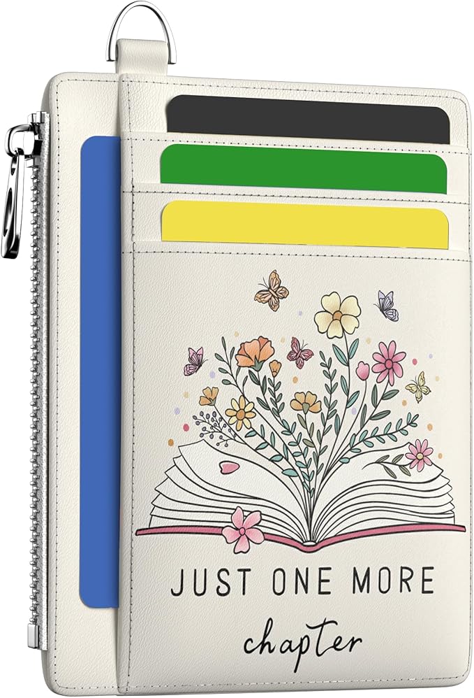 Hancynir Book Floral Flower Slim Wallet Women Credit Card Holder RFID Small | Zipper Pocket Wallet, Thin Travel Coin Purse, Ladies Women Gifts, Minimalist Card Case, 6 Card Slots, ID Window, PU Leather