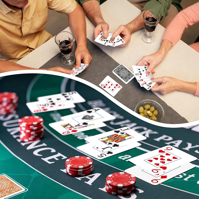 Playing Cards, Deck of Cards, Poker Cards, Jumbo Poker Size Large Print Playing Cards for Adults Seniors, Card Games for Family Game Night Table Games Magic Casino Theme Party (Black and Orange)