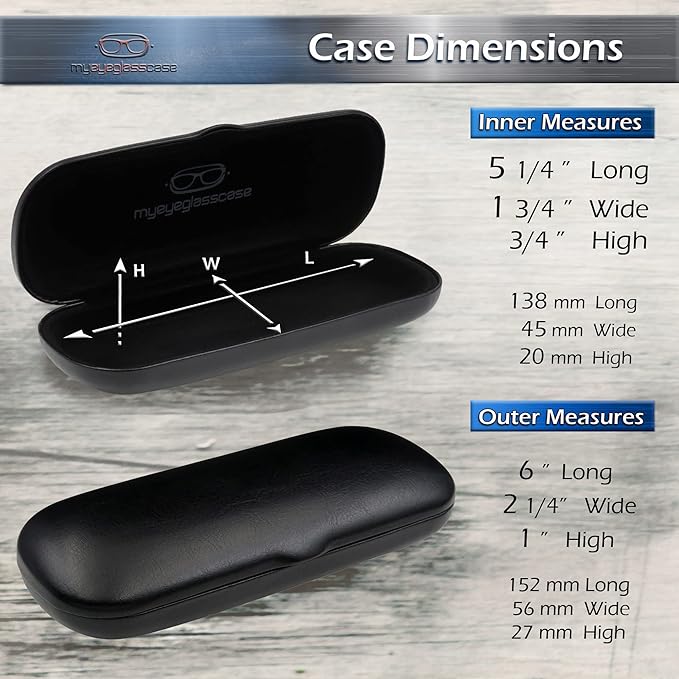 MyEyeglassCase Men Small Glasses case - Eyeglasses Hard Shell Holder Pouch & Cloth-Reading Slim & Narrow Case Heavy Duty