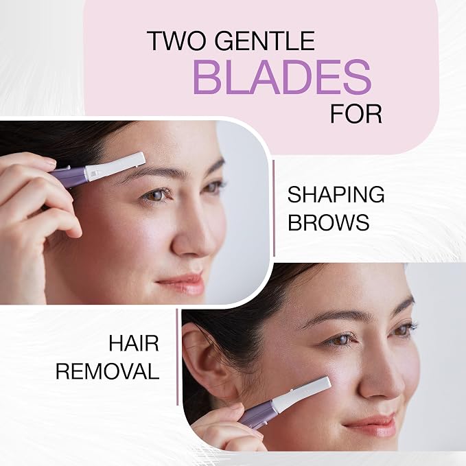 Panasonic Eyebrow & Facial Hair Trimmer for Women, Gentle Face Shaver for Peach Fuzz, Brows & Upper Lip, Flexible Head, Compact Battery-Operated Beauty Tool - ES-WF71-V