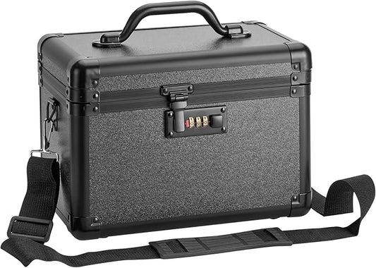 Medicine Lock Box, Lockable Storage Box for Drugs, Childproof Medication Storage with Combination Lock for Dorm/Outdoor/Home Personal Pill Organizers (Medium 11.2x7.4x6.8 Inch) Black