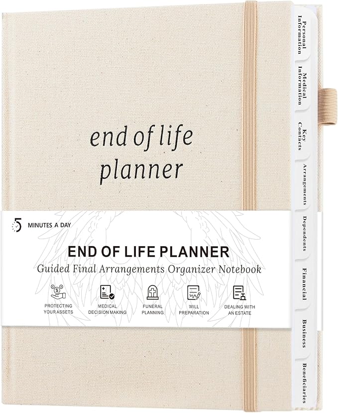 End of Life Planner, Guided Estate Planning Organizer with Tabs, Last Wish, Will Preparation, Funeral Planning, Final Arrangements Notebook for Beneficiary, in Case of Death Organizer 7.5"X9”-Beige