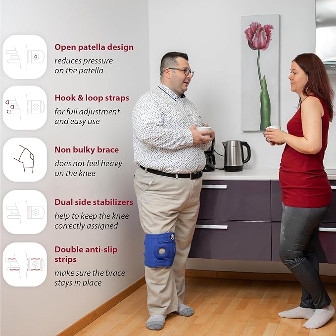 KARM Plus Size Knee Brace for Women & Men Plus Size - Adjustable Knee Support Brace for Meniscus Tear, Arthritis Pain, Compression with Side Stabilizers - Obese People (4XL/5XL/6XL Blue)