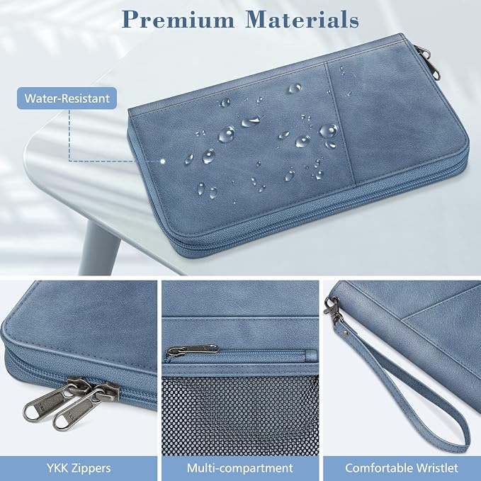 FINTIE Family Passport Holder Wallet Travel Document Organizer Clutch Bag | RFID Blocking Credit Cards Case Cover for Women Men