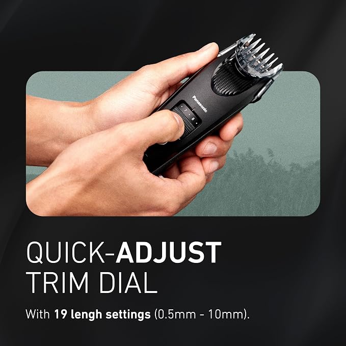 Panasonic Beard Trimmer for Men Cordless Precision Power Hair Clipper with Comb Attachment, 19 Adjustable Settings, Washable, ER-SB40-K, 0.5-10 mm Lengths