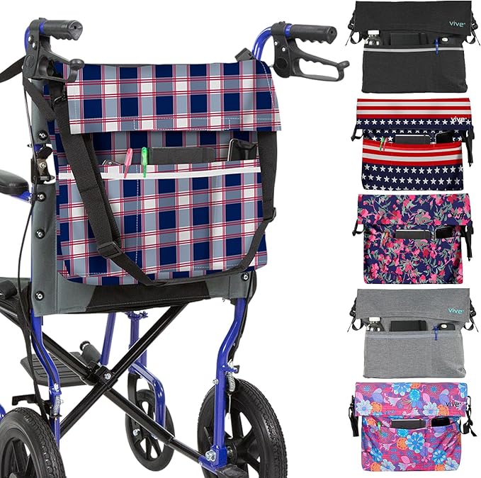 Vive XL Wheelchair Bag - Waterproof, Scratch-Resistant, Double-Stitched, Machine Washable Accessory for Adults, Seniors, 15 Colors - Storage Walker Backpack to Hang on Back of Wheel Chair