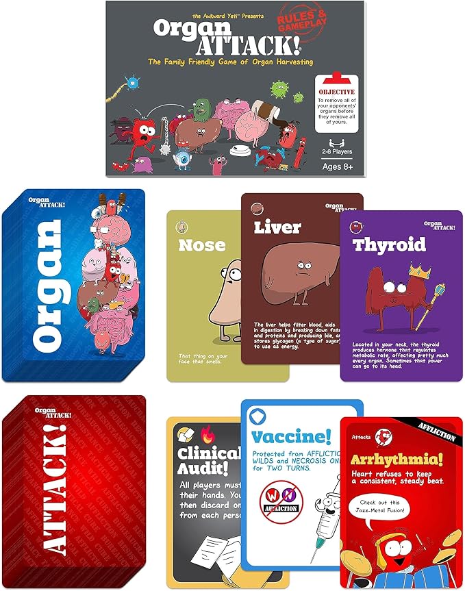 The Awkward Yeti Organ Attack | Funny Family Card Game for Kids Ages 8+ & Parents, Teens & Adults | Anatomy & Organ-Themed Party Game for Family Game Night | Super Fun