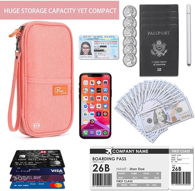 VanFn RFID Travel Passport Wallet, Family Passport Holder, Trip Document Organizer P.Travel Series
