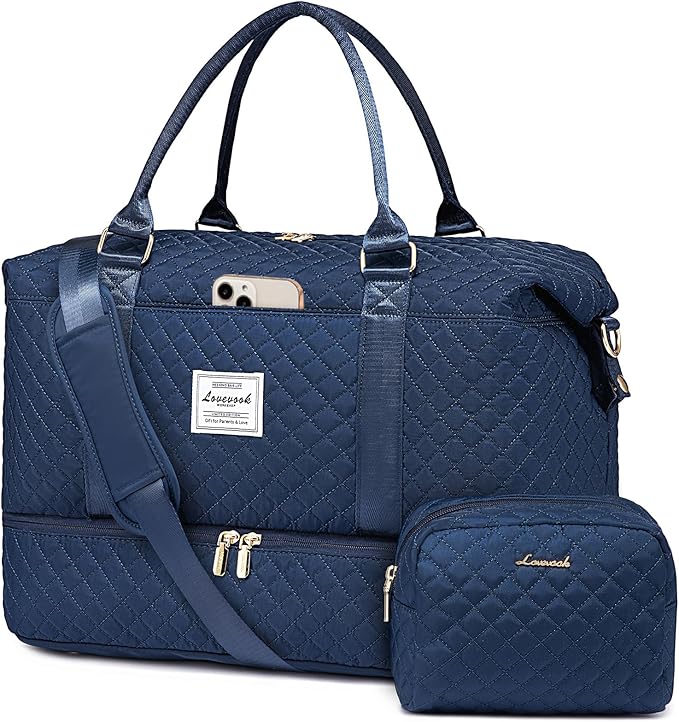 LOVEVOOK Travel Duffle Bag,Weekender Bags for Women with Shoe Compartment，Carry on Overnight Bag with Toiletry Bag,Gym Duffel Bag with Wet Pocket, Hospital Bags for Labor and Delivery