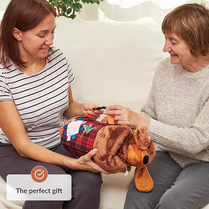 Fidget Muff and Blanket for Elderly | Fidget Blanket for Dementia | Sensory Blanket & Toy | Dementia Products for Elderly | Activities for Alzheimer's or Dementia | ODOXIA Fidget muff Brown