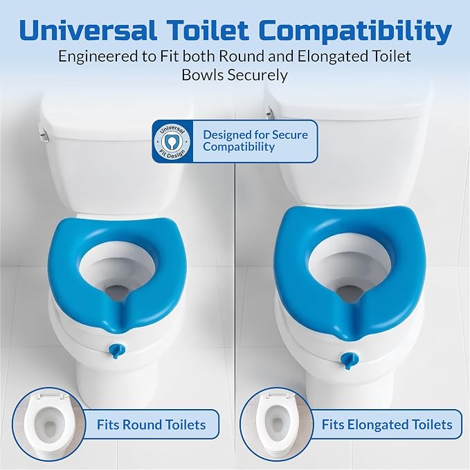 Platinum Health Soft-TOP 2.0 Deluxe Padded Raised Toilet Seat. Soft, Warm Padded Elevated Riser for Elongated/Round Toilets. Adds 5.5 Inches in Height for Safe Toileting. (no armrests) | Easier, Safer Sit & Stand at the Toilet - padded seat, tool-free ...