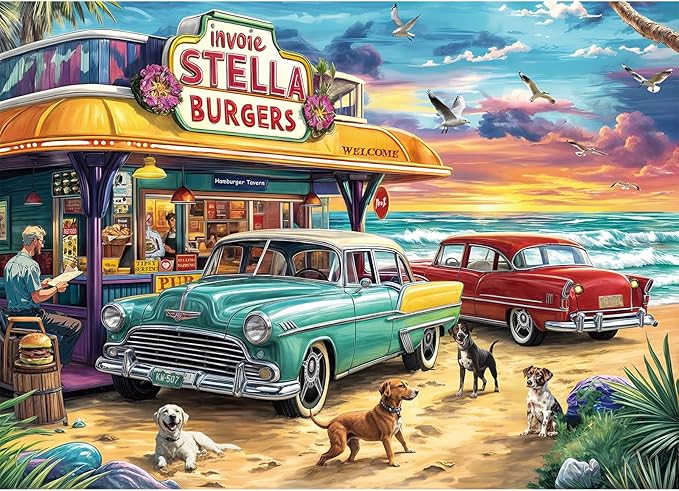 Puzzles for Adults 1000 Pieces,Seaview Campground Jigsaw Puzzle with 1:1 HD Poster, Perfect Interlocking No Dust, Stress Relief Ideal Gift for Family Games