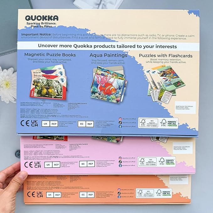 QUOKKA 100 Pieces Dementia Puzzles for Elderly - 3SET Large Piece Puzzles for Seniors - 9 Memory Flashcards with Facts I 25 Discussion Prompts per Puzzle - Alzheimer's Activities Products for Elderly