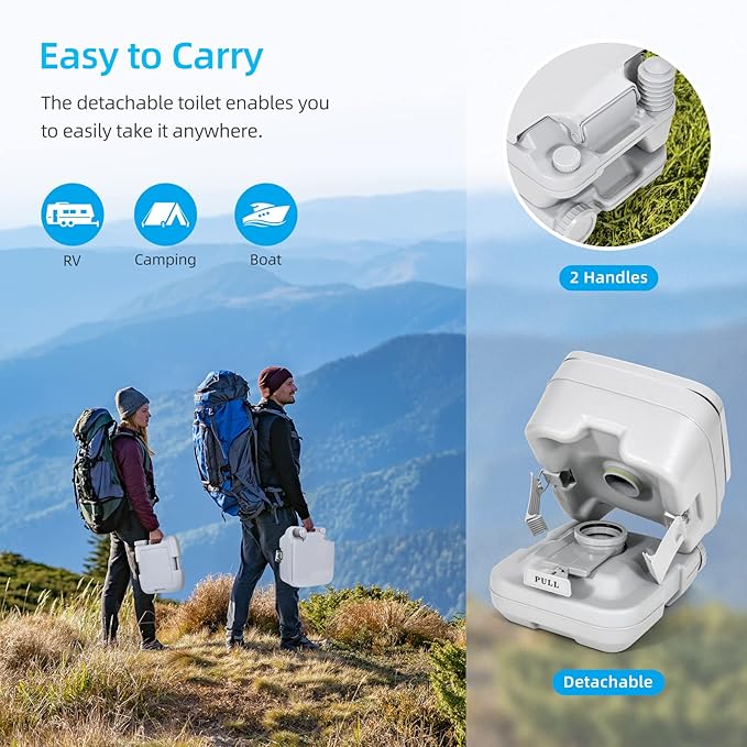 YITAHOME 2.6 Gallon Portable Toilet for Camping, RV Travel Potty with Press Flush Pump, Anti-leak Seal Ring for Travel, Boating, Hiking, Trips