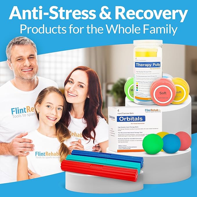 FlintRehab Therapy Putty for Kids & Adults (4 Pack, 3 Oz Each) - Putty for Hand Therapy, Fidgeting & Stress Relief - Non-Toxic Resistive Exercise Putty to Improve hand strength - Set of 4 Strengths