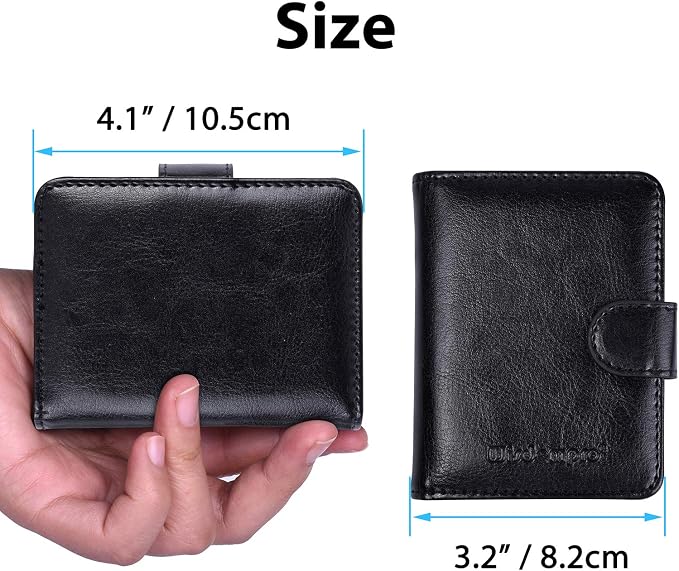 Wisdompro Credit Card Holder, RFID Blocking Wallet Debit Card Protector | Slim Leather Credit Card Organizer Case, Card Case with Magnetic Closure, 20 Card & 7 Memory Card Slots - Vertical Black