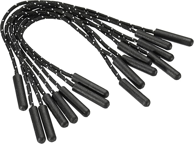 PATIKIL Zipper Pulls Extension Handle Cord, 15 Pack Finger Use Plastic Curve Puller Tab Tag Extender for Luggage Backpacks, Black