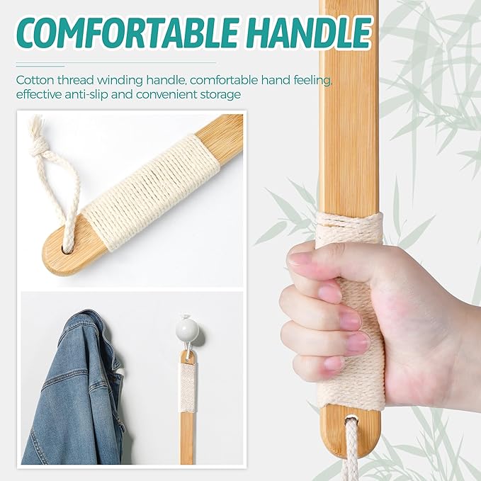 Bamboo Back Scratcher for Men, 22'' Long Handle Wooden Back Scratcher For Women, Soft Wide Head Backscratchers for Comfortable Body Itching Relief and Massage, Ideal Gifts for the Seniors, Pregnant