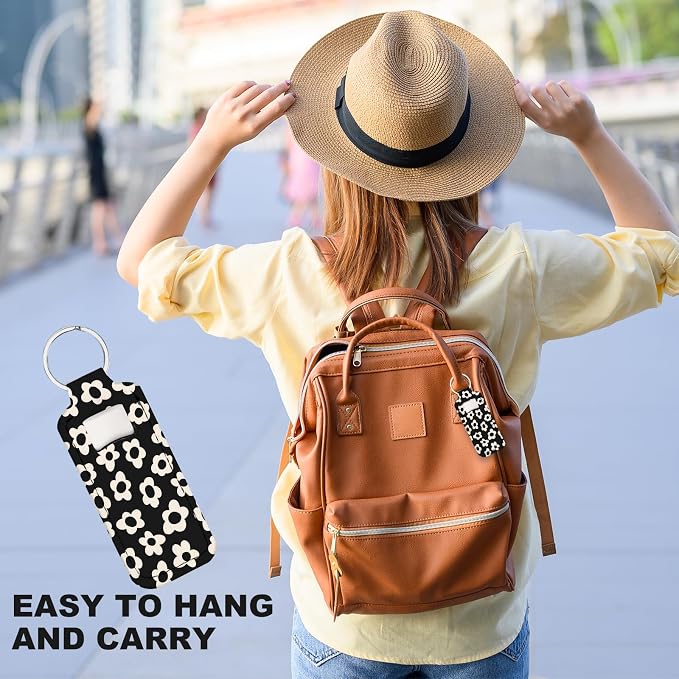 Cute Chapstick Holder Keychain,Lipstick Neoprene Clip-on Lip Balm Holder for Woman