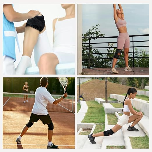 Knee Brace with Side Stabilizers for Knee Pain, Adjustable Knee Support for Meniscus Tear ACL MCL Arthritis Injury Recovery, Breathable Knee Wrap for Men & Women, Workout, Sports (Black, Medium)