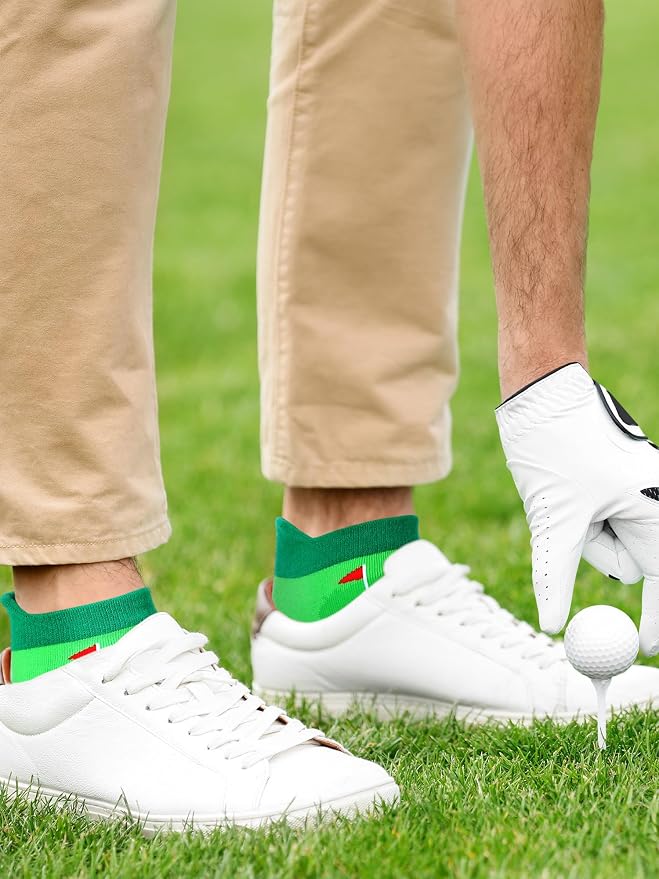 10 Pairs Novelty Mens Golf Socks Summer Athletic Ankle Low Cut No Show Socks for Golf Lover Player Male Golfer Birthday Holiday Team Gifts