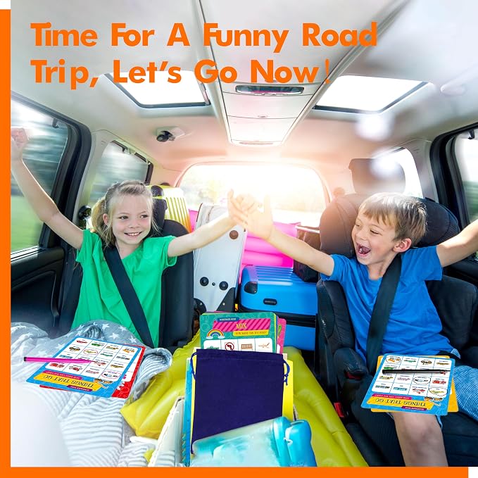 Road Trip Bingo Game, 30 Double-Sided Game Boards (Animal, Holiday, Building, Vehicle Themes ), Dry-Erase Scavenger Hunt Bingo Games for Road Trip, Car Travel, Outdoor Activities for Kid, Adult
