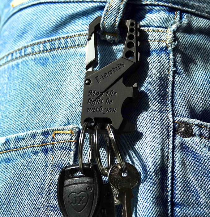 Skull Heavy Duty Key Chain,Car Emergency Escape Tool, Seat belt Cutter,Bottle Opener,Carabiner Car Key Chains