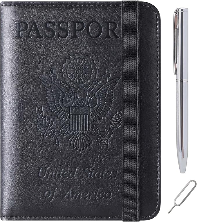 LOHASLIFE Passport Holder for Travel Essentials, Passport Cover Wallet | Leather Rfid Blocking Card Case, Travel Accessories, Vacation Luggage Must Haves, for Men Women