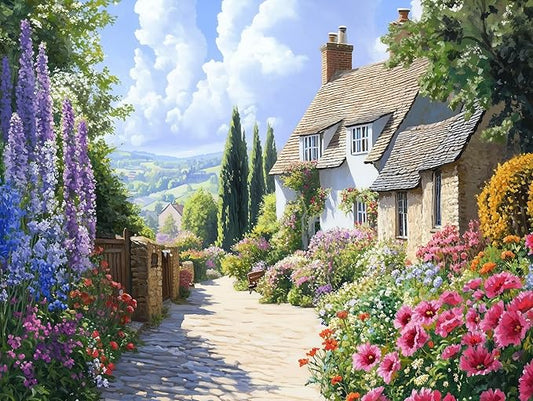 Large Piece Jigsaw Puzzle – Easy & Colorful, Dementia & Memory Activities for Seniors, Elderly Gifts, 48 Pieces, Cotswolds Cottage