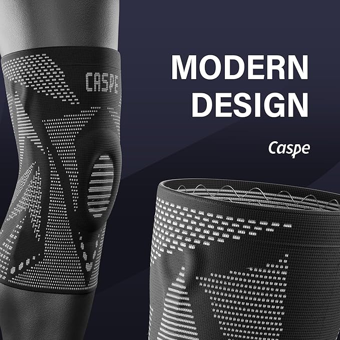 Caspe 2 Pack Compression Knee Brace for Women & Men – Pain Relief Support with Patella Gel Pads & Side Stabilizers – Knee Sleeve for Running, Workout & Arthritis (Gray, XX-Large)