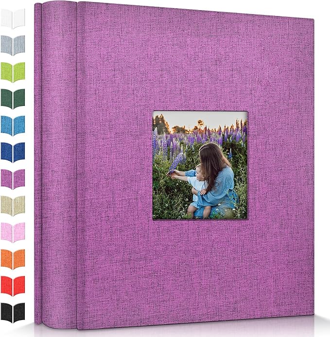 Artfeel Photo Album 4x6 with 600 Pockets,Slip-in Picture Albums,Linen Cover Memory Book with Front Window,White Page Vertical Photo Book for Wedding,Family,Anniversare,Baby,Vacation