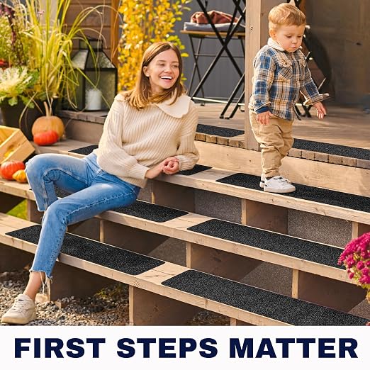 Outdoor Stair Treads Non Slip – 30" x 8" – 8-Pack Waterproof 80-Grit Grip Strips for Wooden Steps – Anti Slip & Anti Skid Step Treads – by STEPCORE