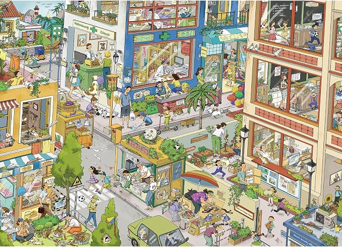 1000 Piece Jigsaw Puzzles for Adults,Busy City Street Puzzle with 1:1 HD Poster, Precise Interlocking, Letter Markings on Back, Dust-Free, Stress Relief & Ideal Family Game Gift