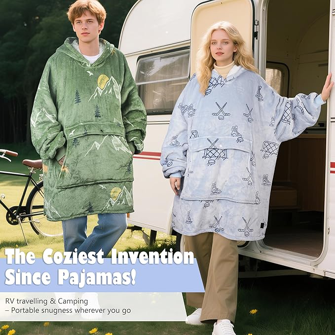 Catalonia Oversized Blanket Hoodie Sweatshirt, Wearable Sherpa Lounging Pullover for Adults Women Men