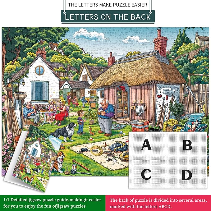 Puzzles for Adults 1000 Pieces, Warm Courtyard Jigsaw Puzzle with 1:1 HD Poster, Perfect Interlocking No Dust, Stress Relief Ideal Gift for Family Games