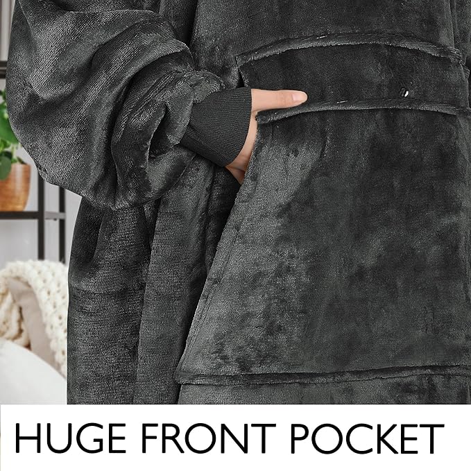 Catalonia Oversized Blanket Hoodie Sweatshirt, Wearable Sherpa Lounging Pullover for Adults Women Men
