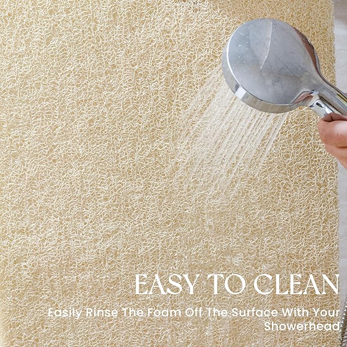 Bathtub Mat Non Slip, 32x20 Inch Shower Mats for Inside Shower, PVC Loofah Bathroom Mat Quick Dry with Drain Hole, Phthalate-Free Bath Mats for Shower Bathroom Tub and Wet Areas (Beige)