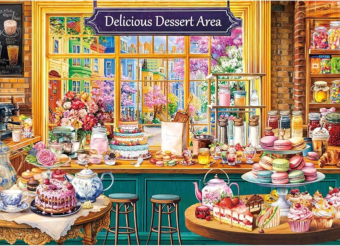 1000 Piece Puzzles for Adults,Dessert Story Jigsaw Puzzle 1000 Pieces for Adults Seniors,Challenging Family Games Holiday Party Gifts -1:1 Poster Interlock Perfectly Letter on Back