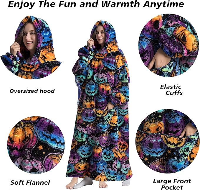 Blanket Hoodie, Long Hooded Blanket Sweatshirt as Birthday Gifts for Women Men, Long Wearable Blanket for Women Men.