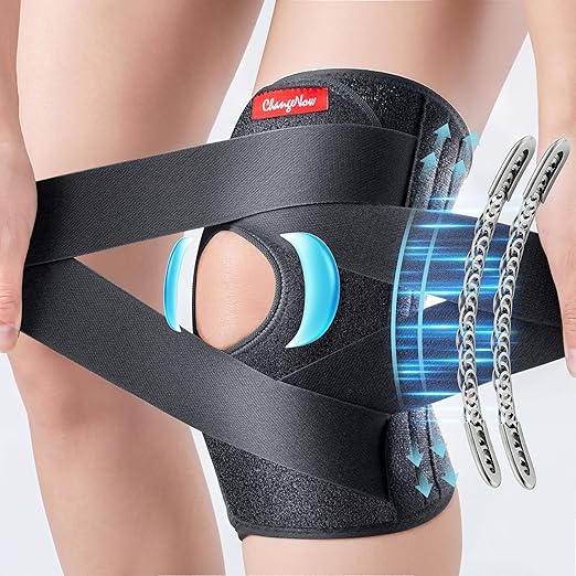 Medical-Grade Knee Brace for Women & Men,[Adjustable V-Straps & Anti-Slip] Knee Support with Side Stabilizers for Knee Pain,Meniscus Tear,ACL,MCL,Arthritis, Patella Stability for Injuries Recovery - S