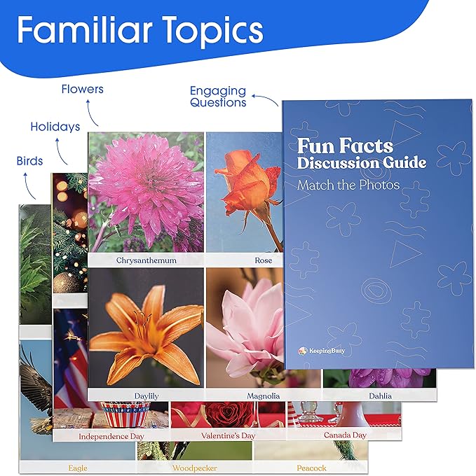 Keeping Busy Match The Photos with Fun Facts Set 1 Dementia Activities for Seniors Alzheimers Products for Elderly Memory Games for Seniors Activity Kits for Dementia Patients Memory Games for Adults